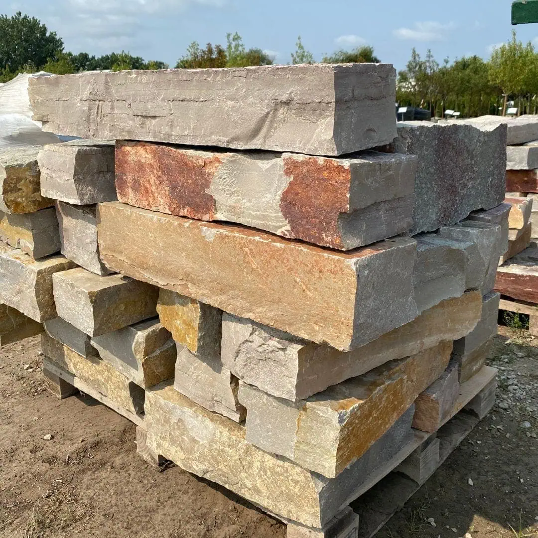 Stack of natural stone pavers at Whispering Hills Nursery.